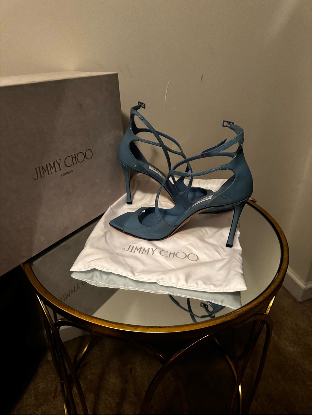 Jimmy Choo Teal/Blue Strappy Stiletto Sandals